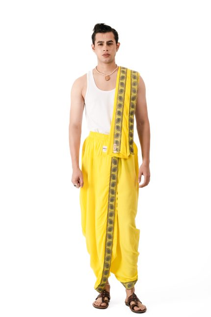 Traditional Dhoti Set (Mor Pankh) Lemon