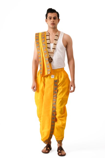 Traditional Dhoti Set (Mor Pankh) Mango