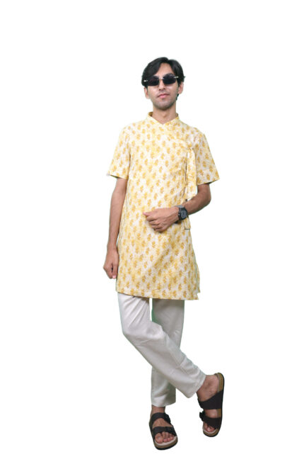 Cotton Printed Short Bagalbandhi – Youth Edition Yellow